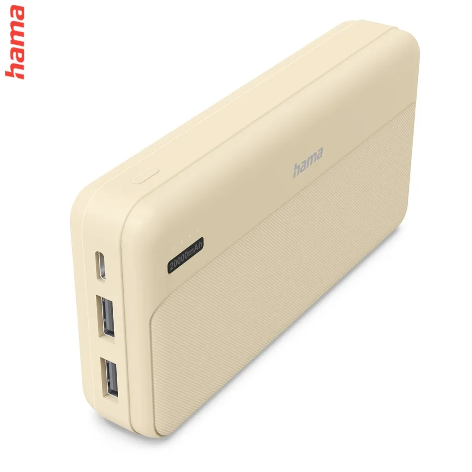 Hama Pocket 20, powerbanka 20000 mAh, 2,1 A, výstup: 2x USB-A, piesková