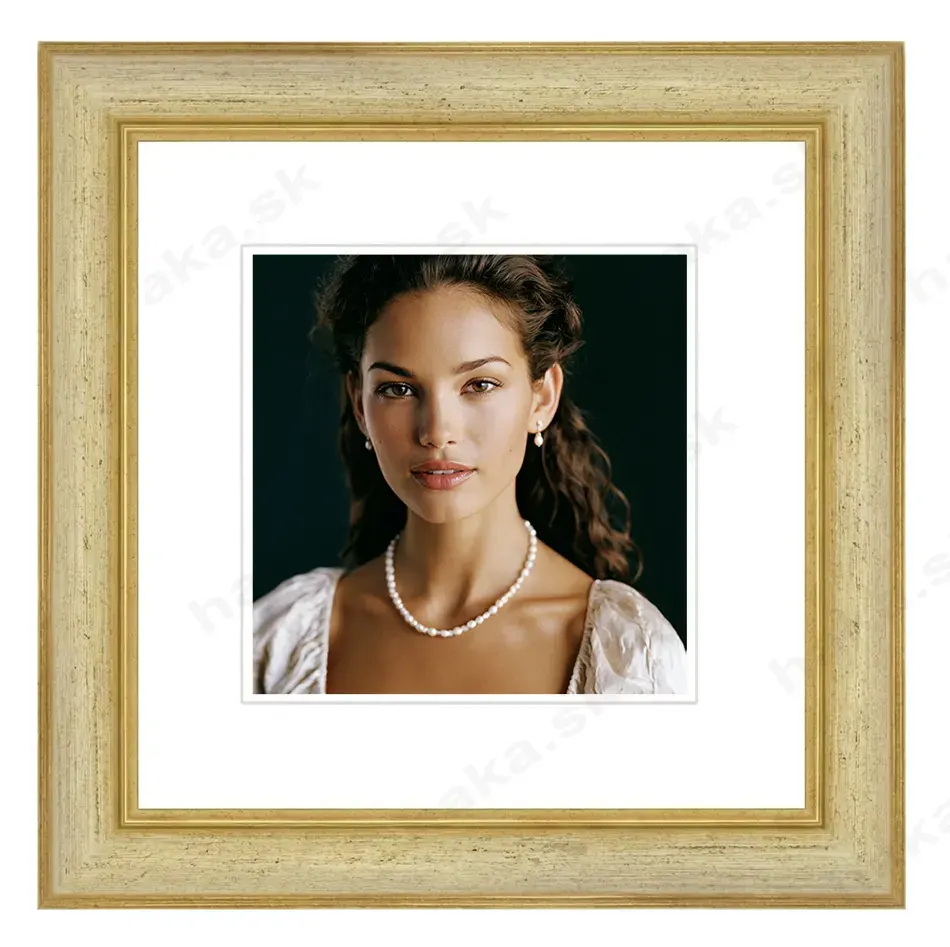 Drevený rám na obraz Salta 40x40 cm jemný krémový so zlatým okrajom