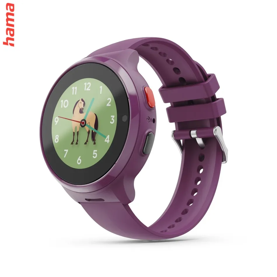 Detské smart hodinky, SIM, GPS, SOS tlačidlo, hlasové/video hovory, fialové
