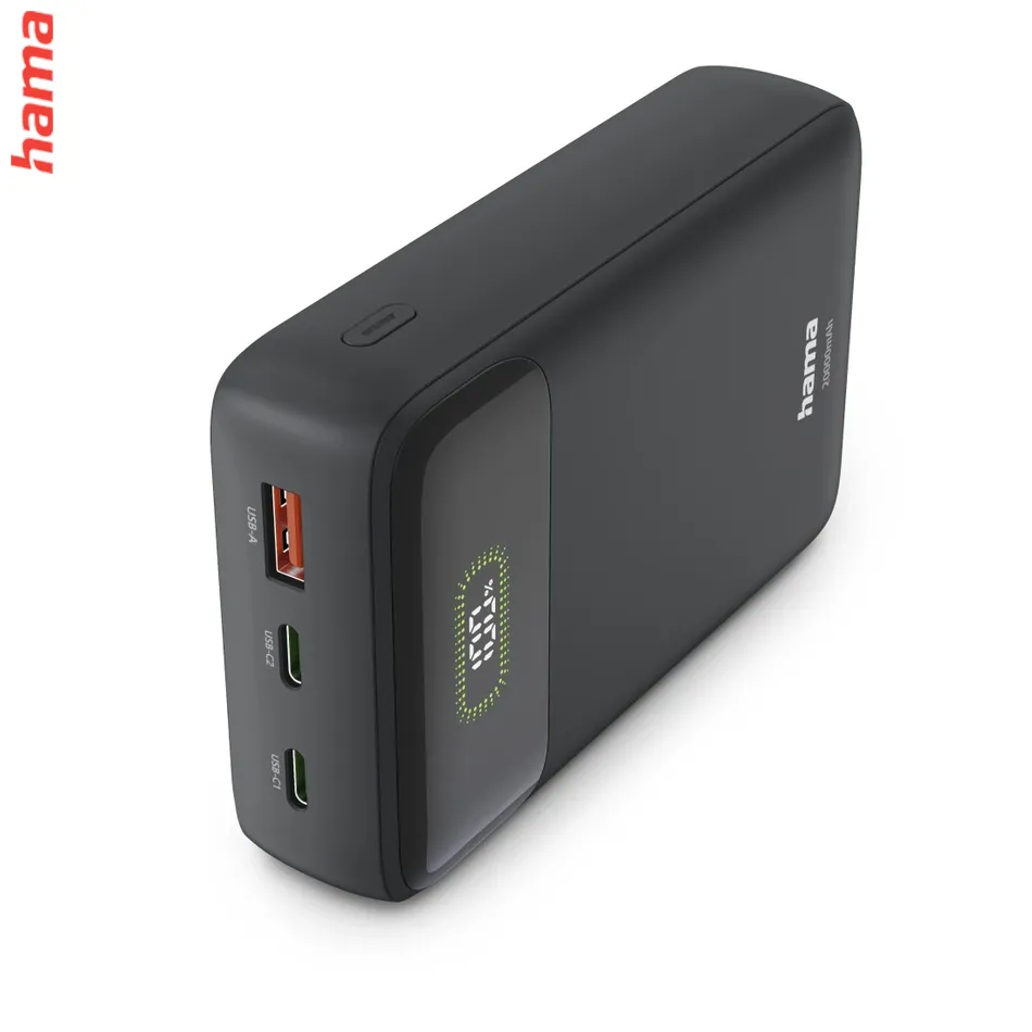 PD20-W20 powerbanka, 20000 mAh, 20 W, 2x USB-C, 1x USB-A, displej