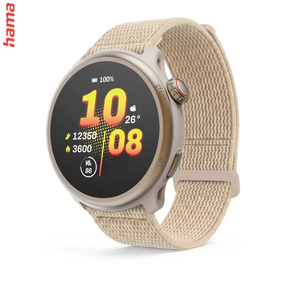 Smart hodinky 9050, bežecké, GPS, offline mapy, 45 mm, 5 ATM, béžové