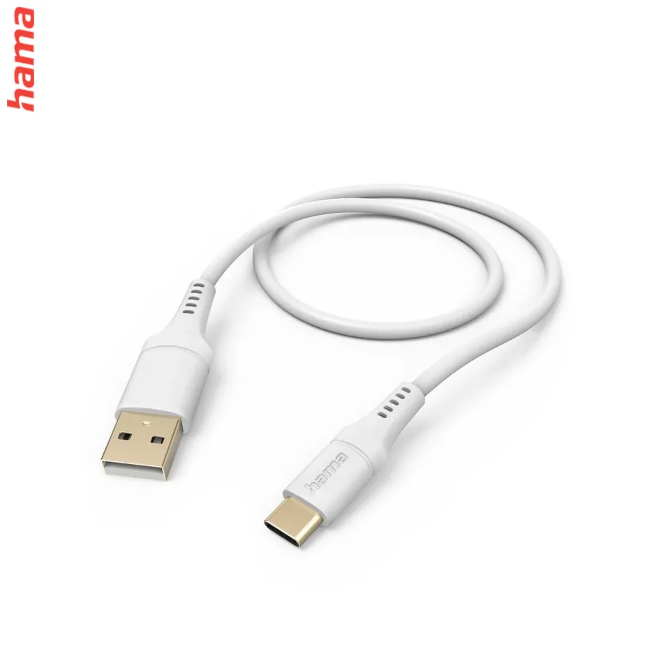 Hama USB-C kábel Flexibilný, USB-A na USB-C, 1,5 m, biely
