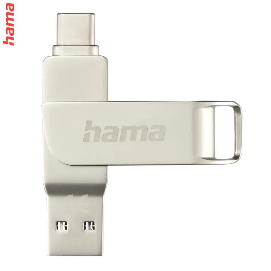 Hama USB-C kľúč C-Rotate Pro, 128 GB, kovový, strieborný