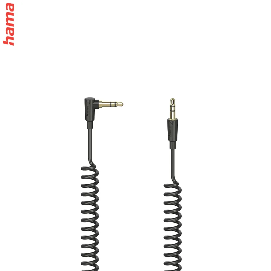 Hama špirálový kábel Flexi-Slim, 3,5 mm jack 90°, stereo, 1,5 m
