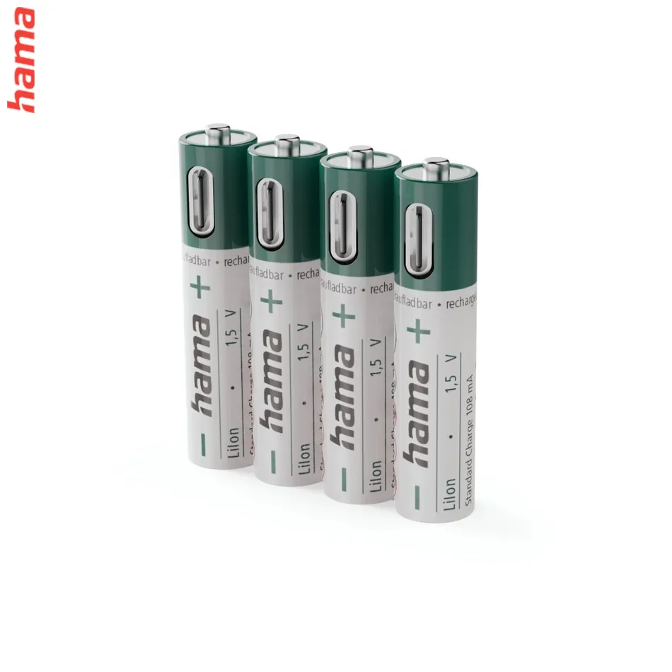 Hama nabíjateľné AAA batérie, Li-Ion, 4 ks, 475 mAh, USB-C konektor