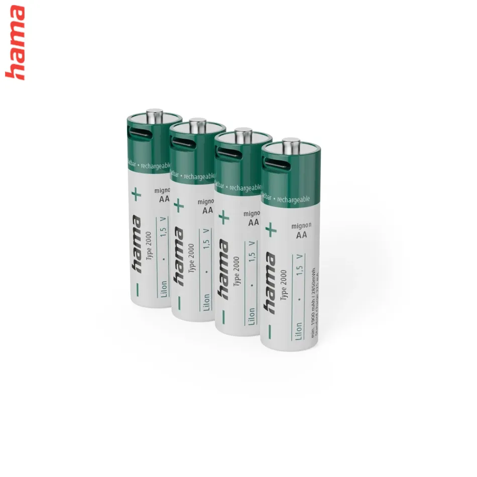 Hama nabíjateľné AA batérie, Li-Ion, 4 ks, 1900 mAh, USB-C konektor