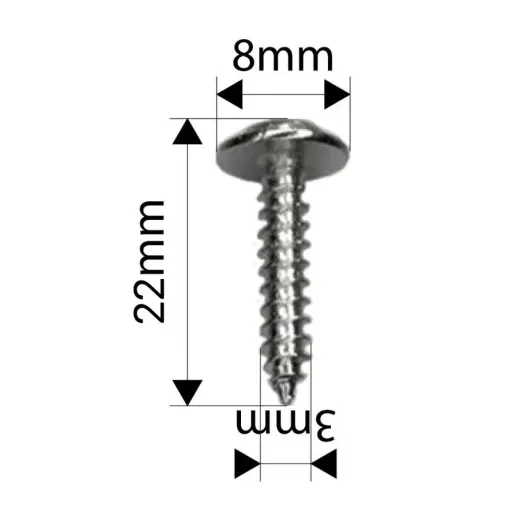Ramárska kovová skrutka do dreva 22x3 mm, krížová, polguľatá hlava