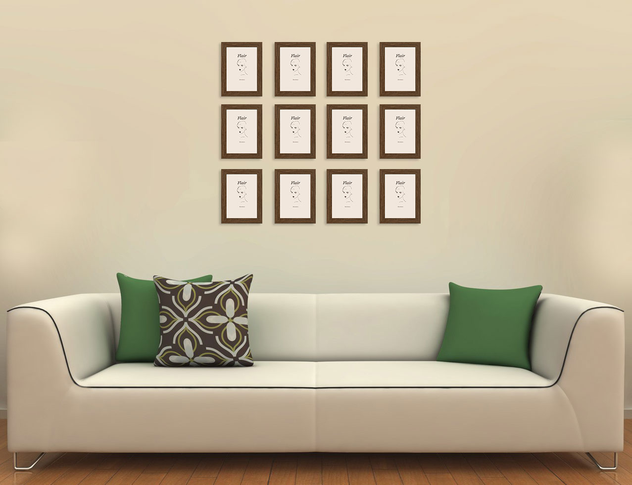 Rámy na stenu set 84x104 cm tmavá oliva