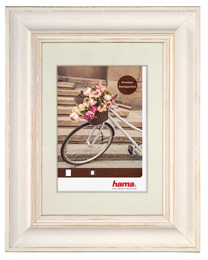 Drevený fotorámik 40x50 cm VÉLO biely s paspartou