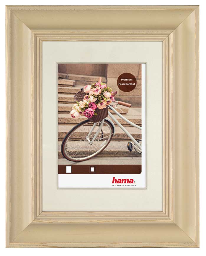 Drevený fotorámik 30x40 cm VÉLO krémový s paspartou