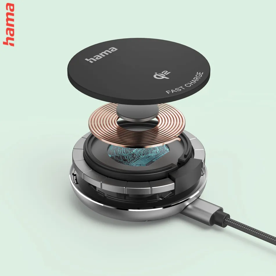 Hama bezdrôtová nabíjačka Qi 15 W, magnetická, samostatný kábel 1 m
