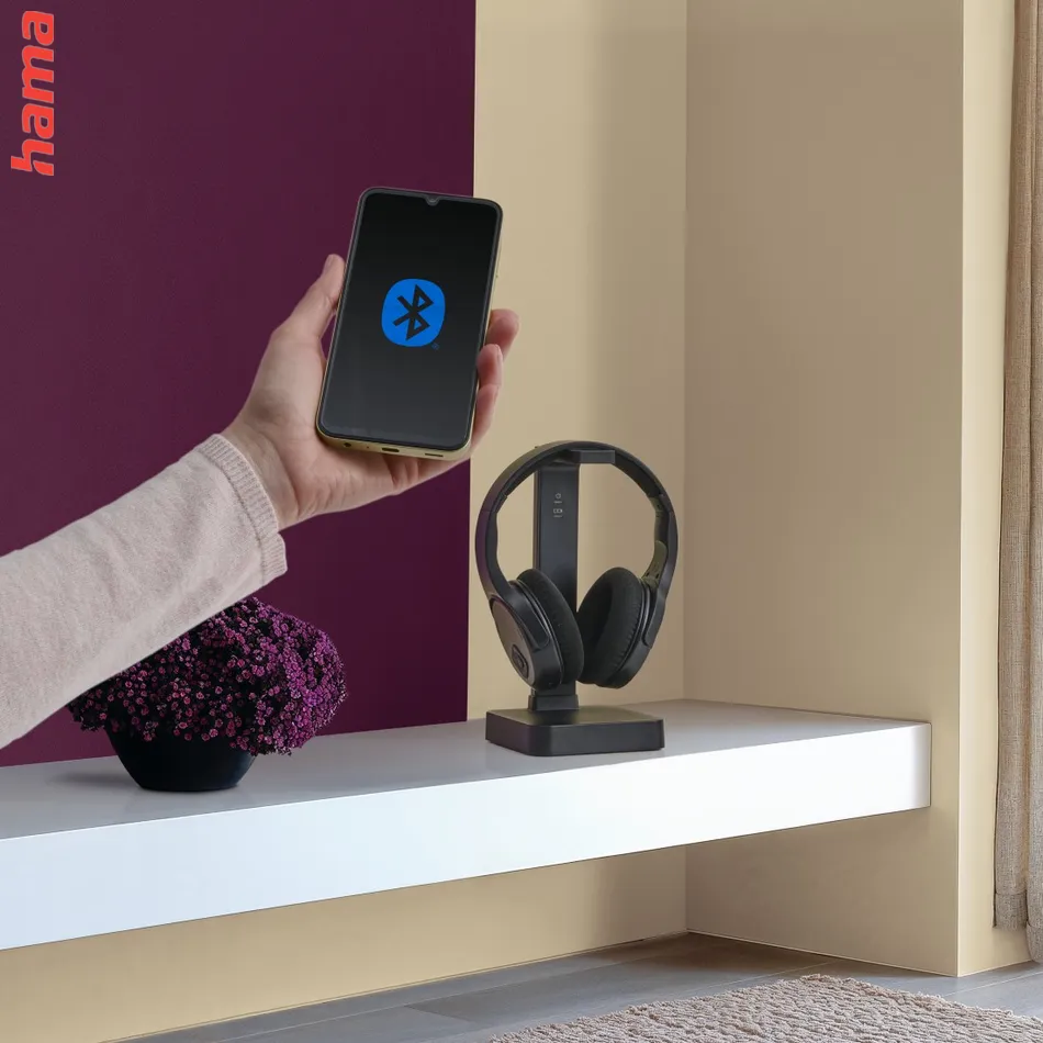 Hama bezdrôtové TV slúchadlá, nabíjacia základňa s 2,4 GHz vysielačom, Bluetooth
