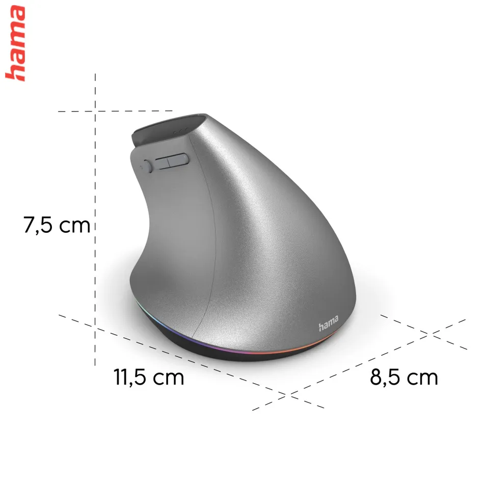 Hama vertikálna bezdrôtová Multi Device myš EWM-700R, nabíjacia, tichá, podsvietená