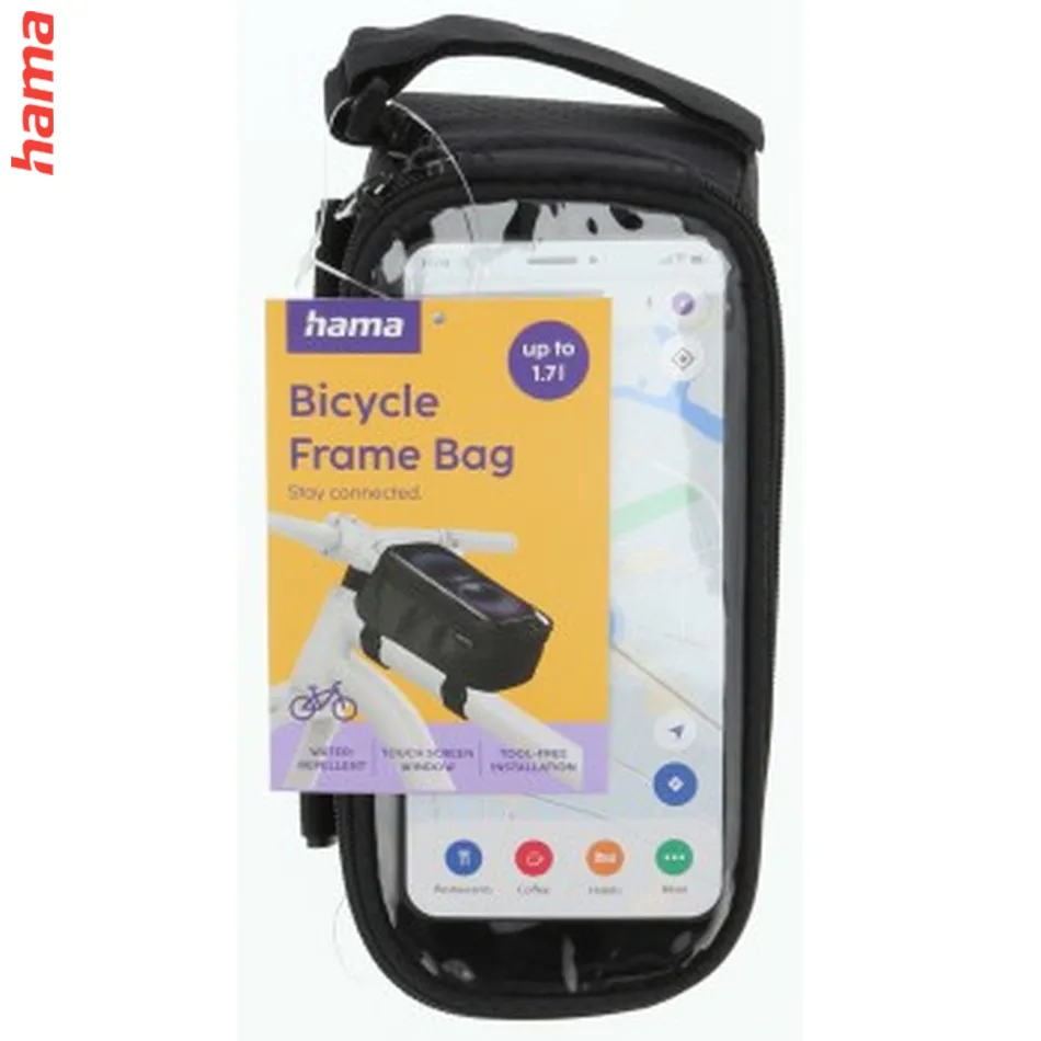 Hama puzdro na rám bicykla, priehľadná dotyková fólia, priečinok na mobil a drobnosti