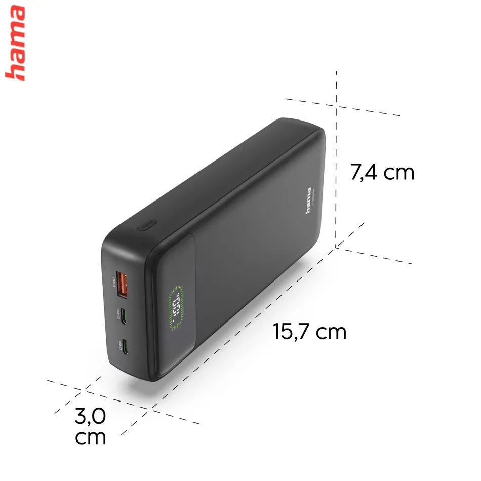 PD70-W65 powerbanka, 27000 mAh, 65 W, 2x USB-C, 1x USB-A, displej