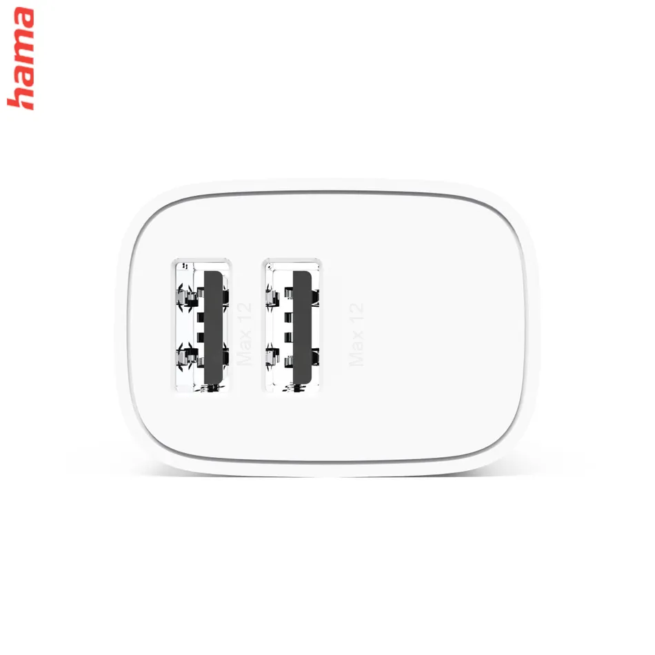 Hama USB nabíjačka, 2x USB-A, 12 W/2,4 A, 20 ks v displeji (cena za ks)
