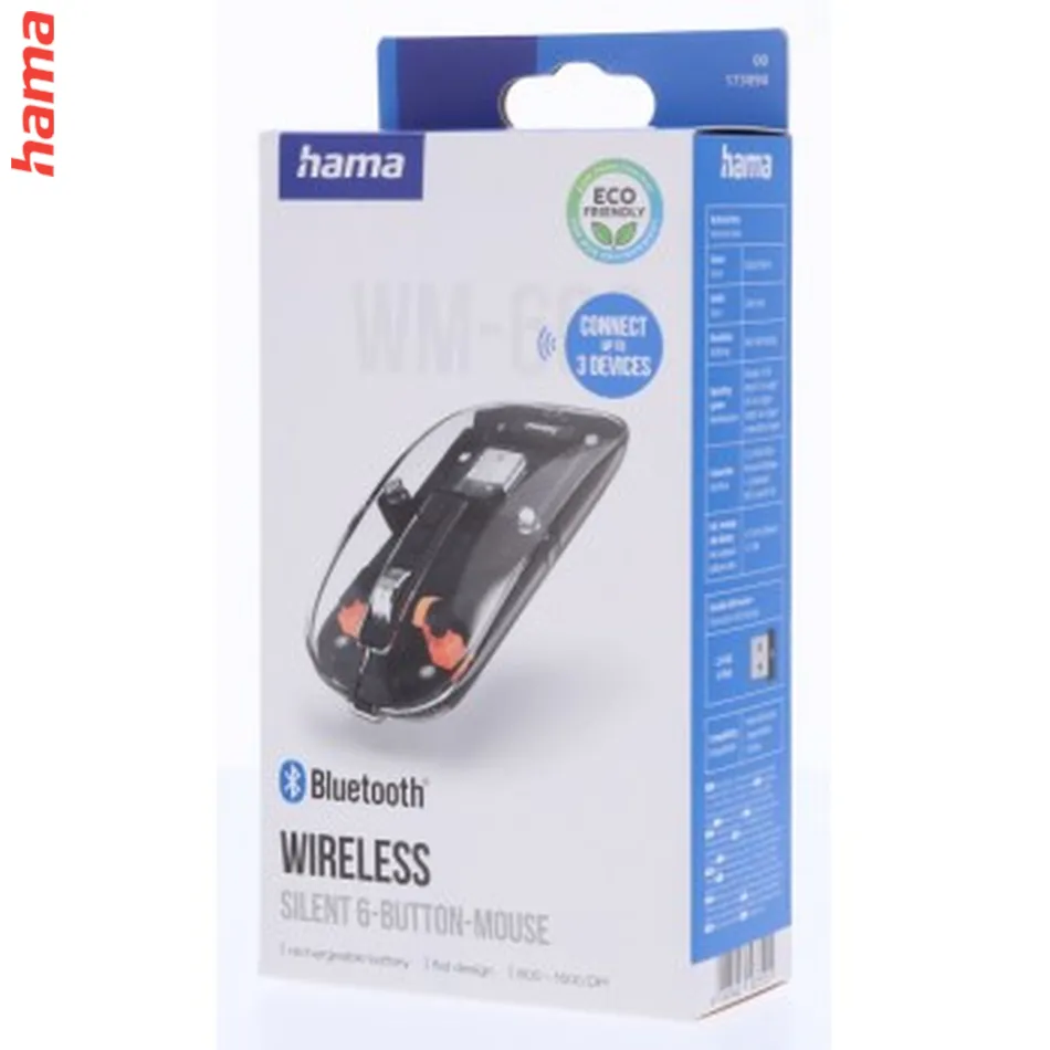 Hama bezdrôtová Mult Device myš WM-600, plochá, tichá, transparentná