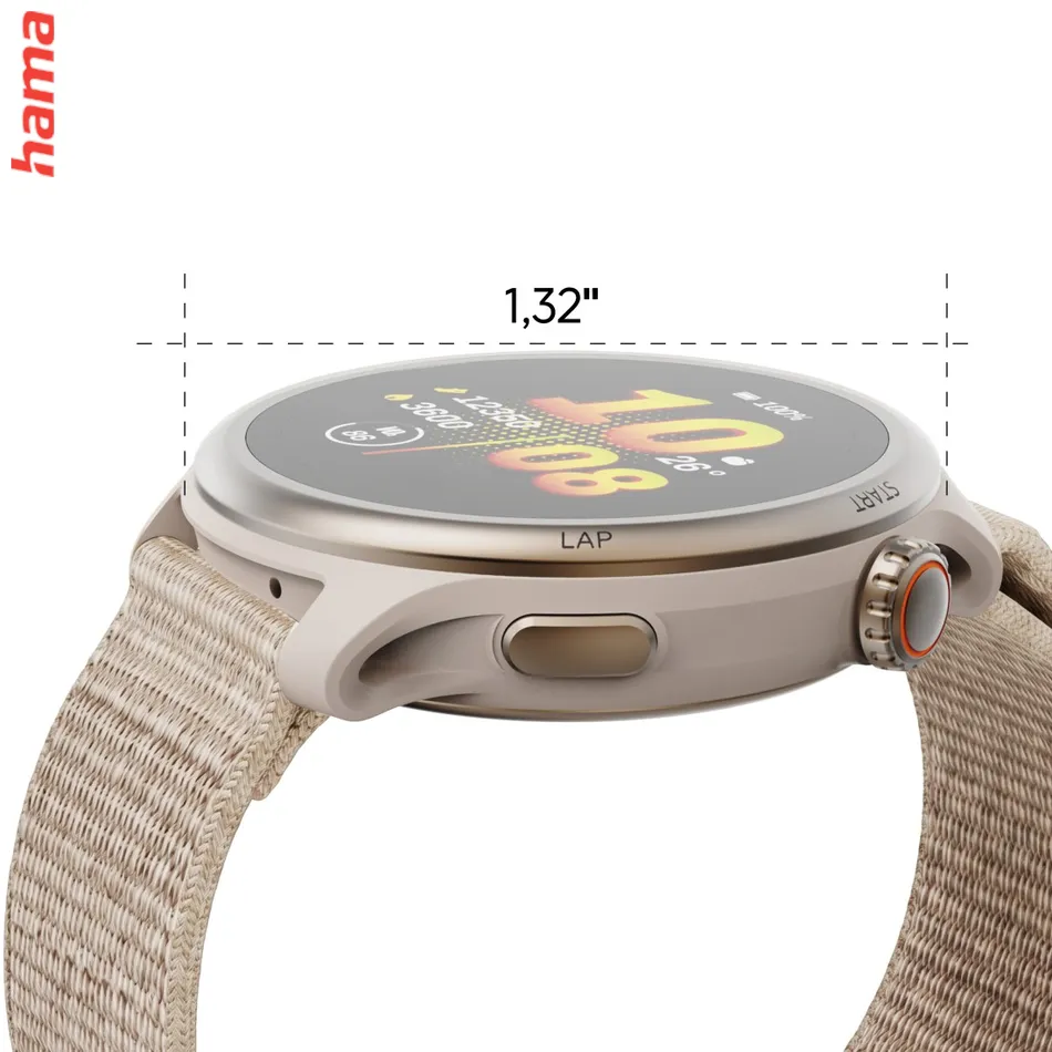 Smart hodinky 9050, bežecké, GPS, offline mapy, 45 mm, 5 ATM, béžové