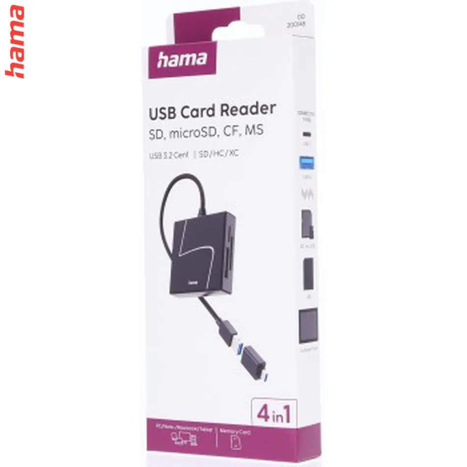 Hama čítačka kariet USB 3.2 Gen1, USB-A, USB-C adaptér, SD/CF/MS