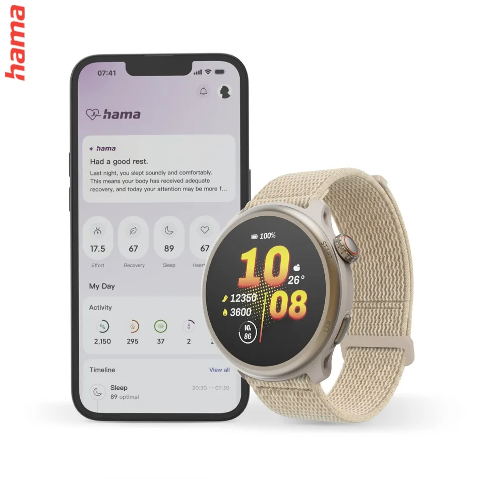 Smart hodinky 9050, bežecké, GPS, offline mapy, 45 mm, 5 ATM, béžové