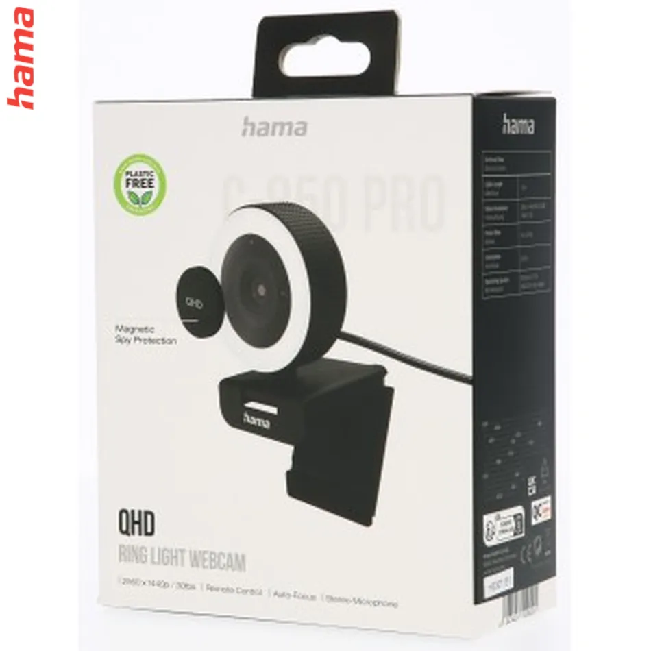 Hama PC webkamera s kruhovým svetlom X850 Pro, QHD, autofokus, diaľkový ovládač