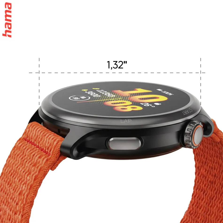 Smart hodinky 9050, bežecké, GPS, offline mapy, 45 mm, 5 ATM, oranžové