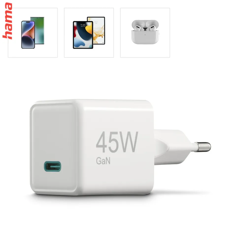Hama rýchla USB nabíjačka, USB-C PD/QC 45 W, super-mini  