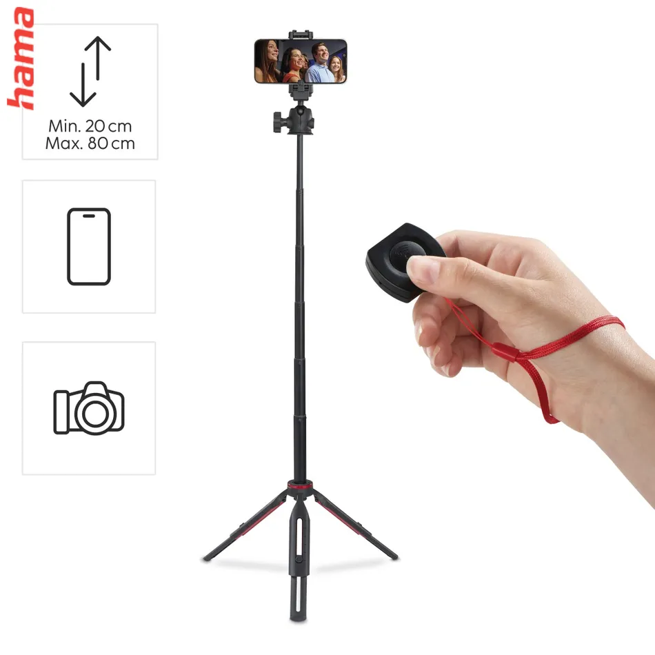 Hama Solid 80 Ball, univerzálny statív / selfie tyčka, Bluetooth diaľková spúšť