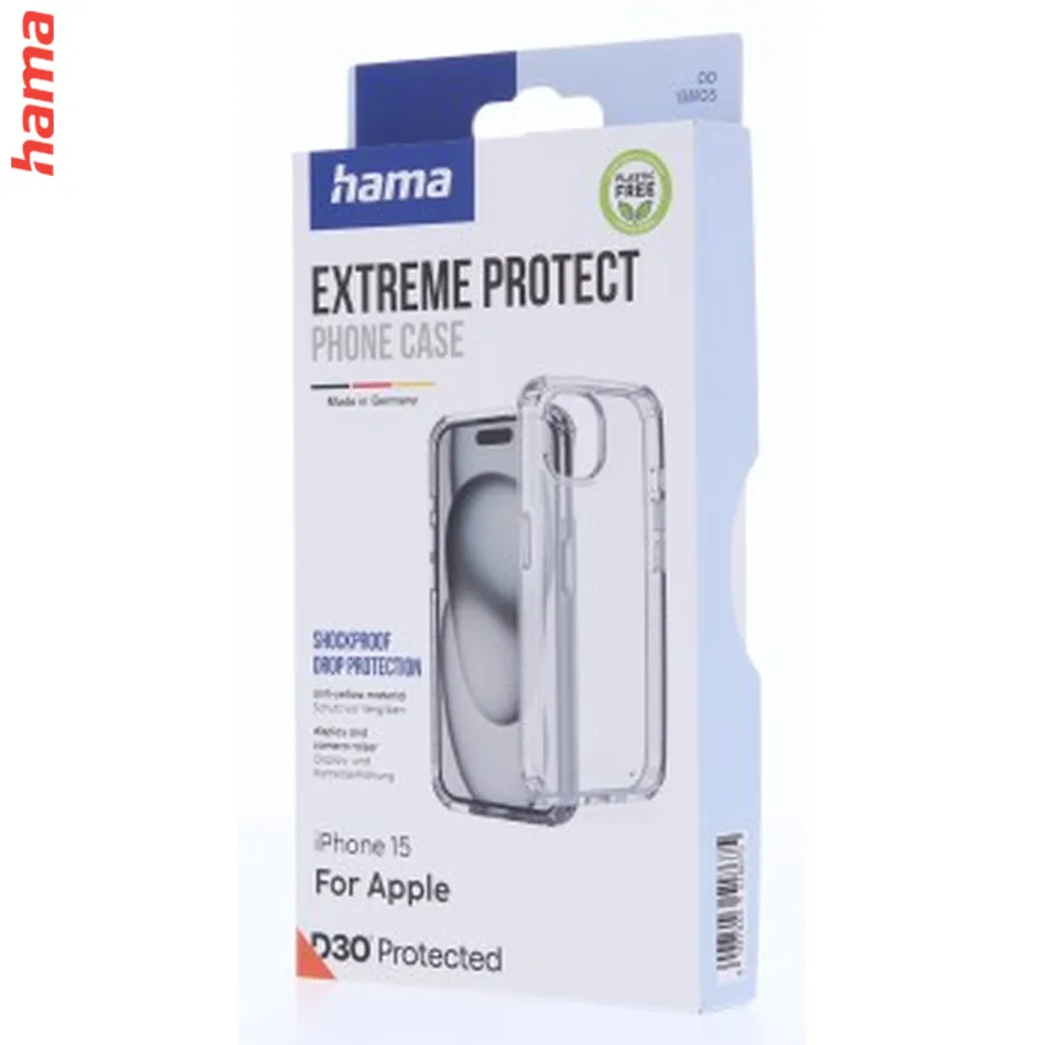 Hama Extreme Protect, kryt pre Apple iPhone 15, materiál D3O®, nezažltne, priehľadný  