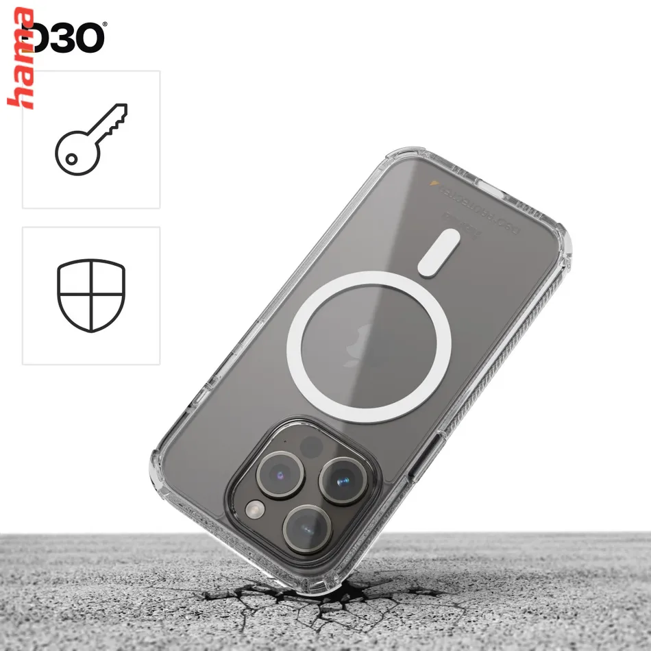 Hama Extreme Protect, kryt pre Apple iPhone 15 Pro Max, materiál D3O®, nezažltne, priehľadný  