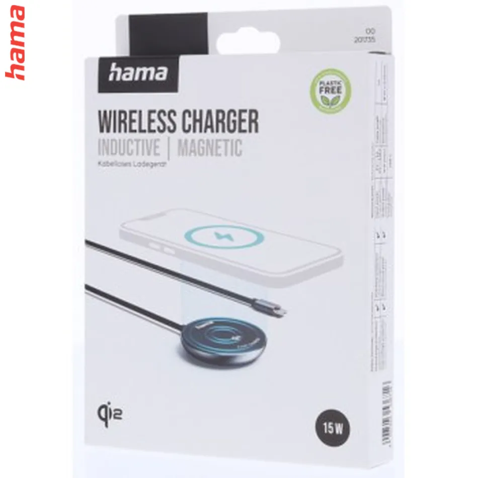 Hama bezdrôtová nabíjačka Qi 15 W, magnetická, samostatný kábel 1 m