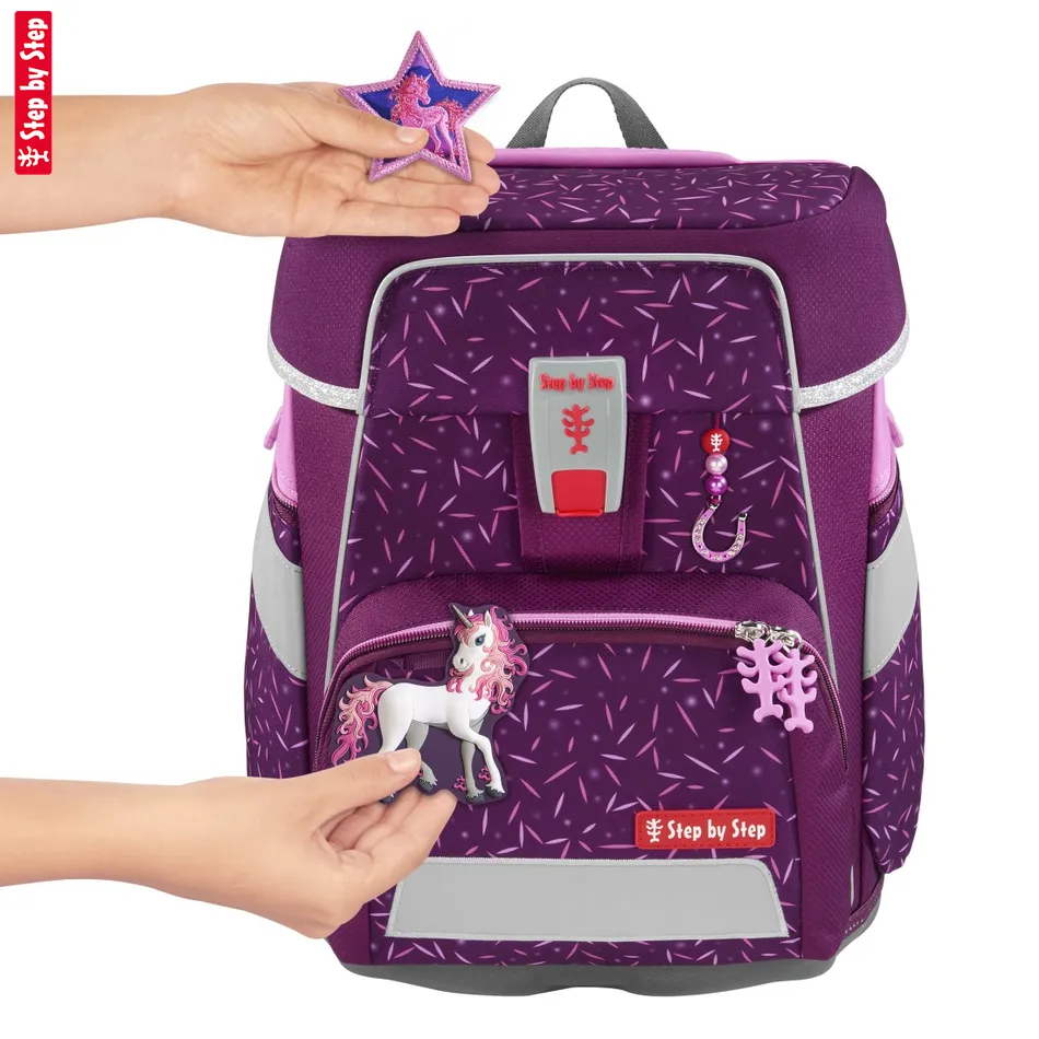 Školská aktovka-taška Jednorožec Step by Step SPACE, Pretty Unicorn - 5-dielny set, AGR certifikát