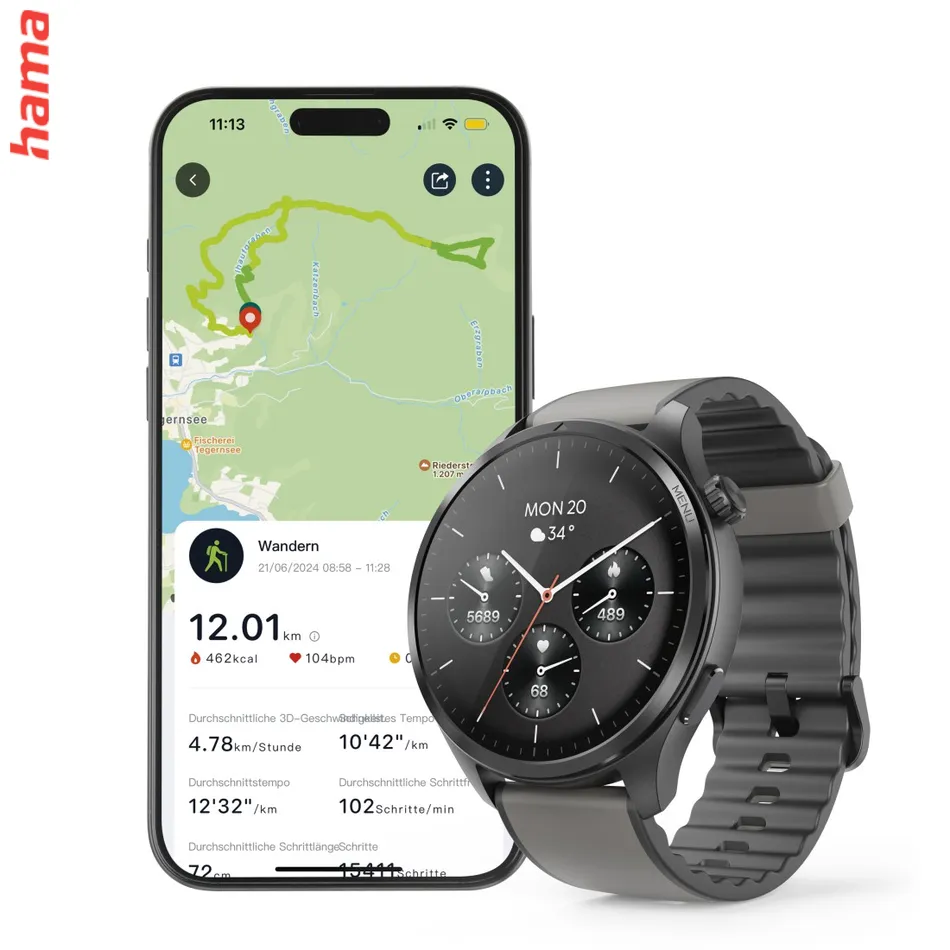 Hama 9000, smart hodinky, GPS, AMOLED 1,43