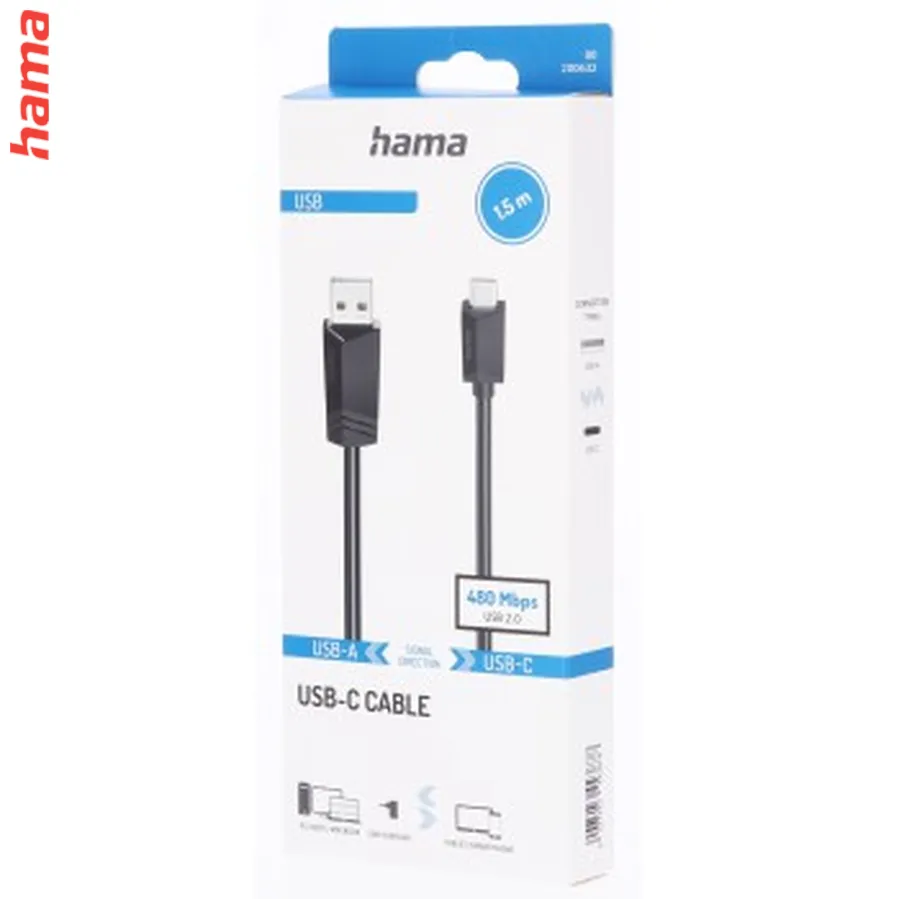Hama USB-C 2.0 kábel typ A-C 1,5 m