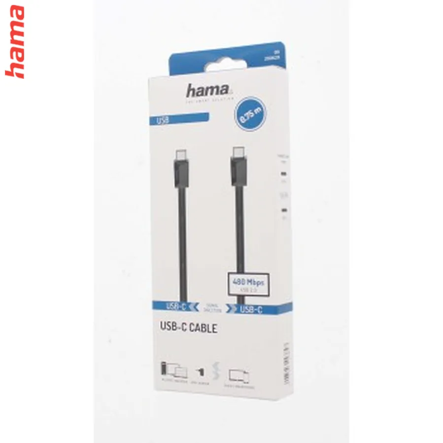 Hama USB-C 2.0 kábel typ C-C 0,75 m