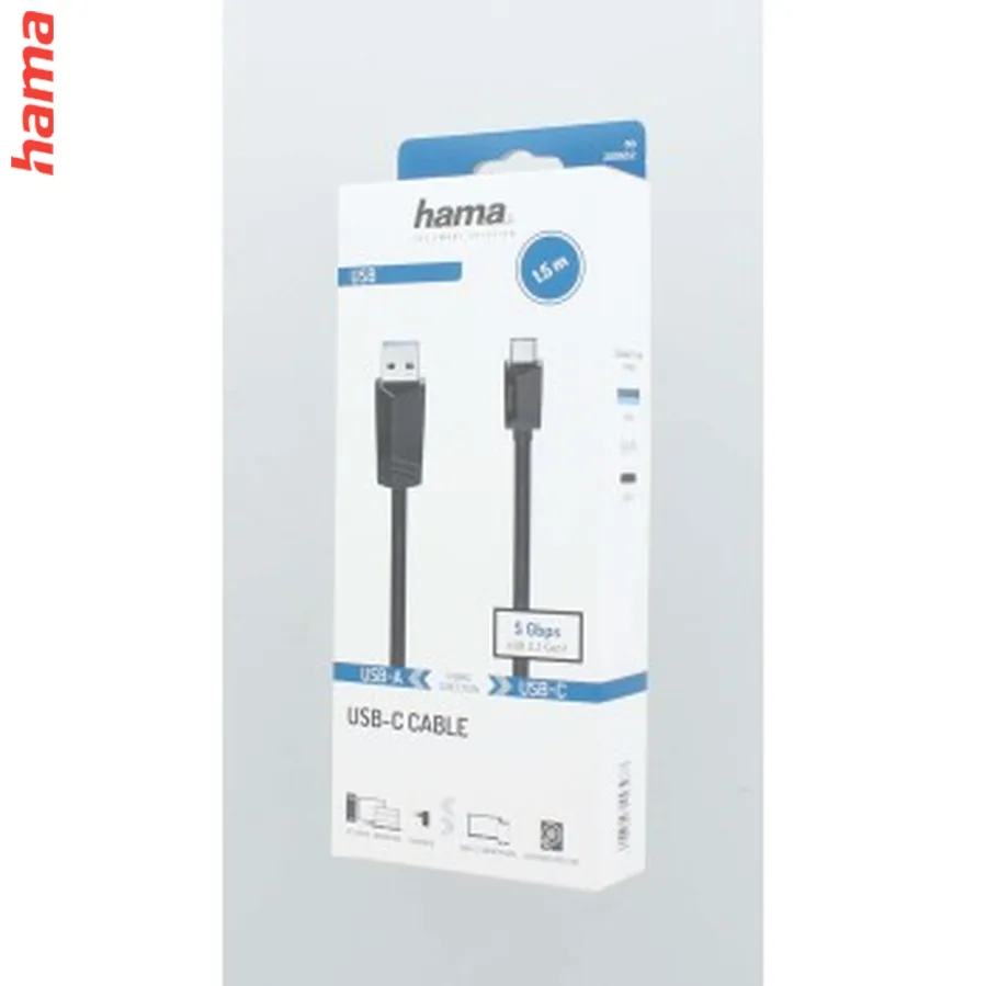 Hama USB-C 3.2 Gen1 kábel typ A-C 1,5 m, čierny
