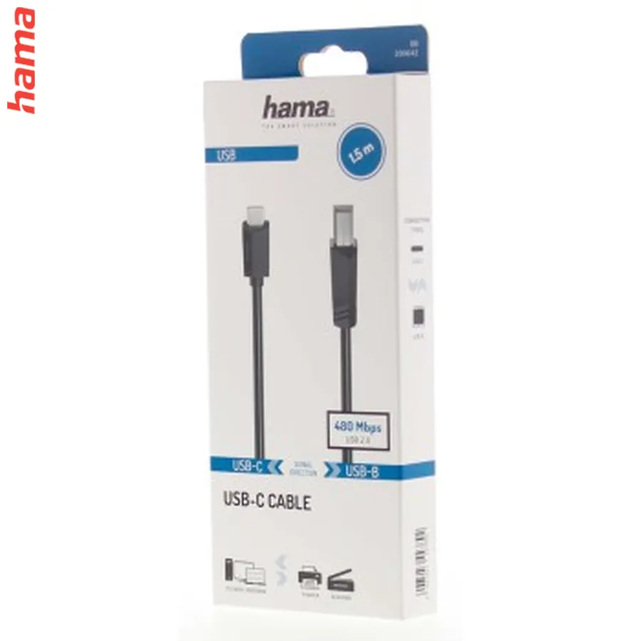 Hama USB-C 2.0 kábel typ C - typ B, 1,5 m