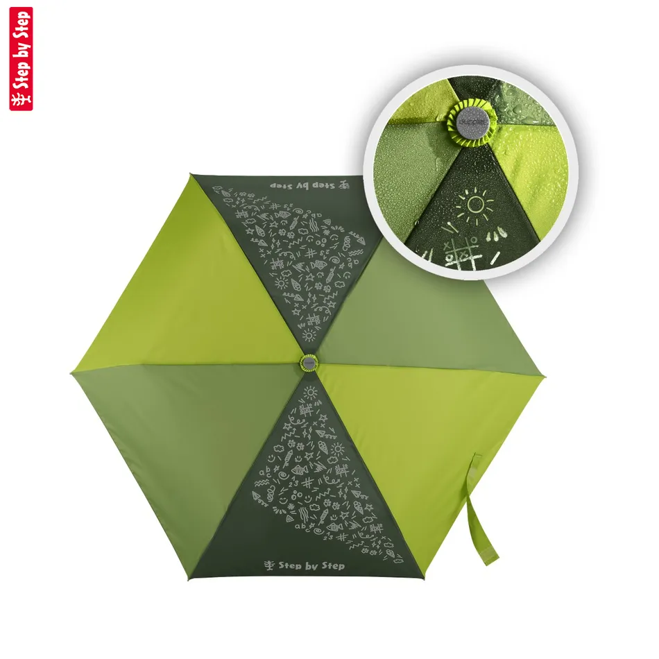 Detský skladací dáždnik s reflexnými obrázkami, Magic Rain Effect zelený