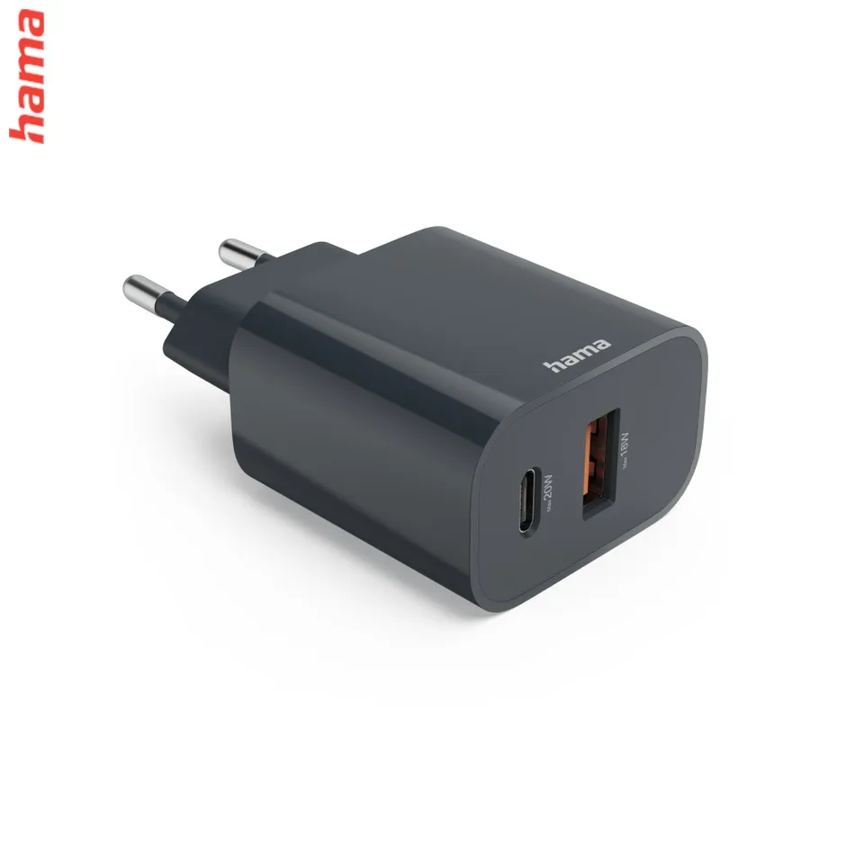 Hama Rýchla USB Nabíjačka USB-C + USB-A, PD/QC, 20 W, Ecosential  