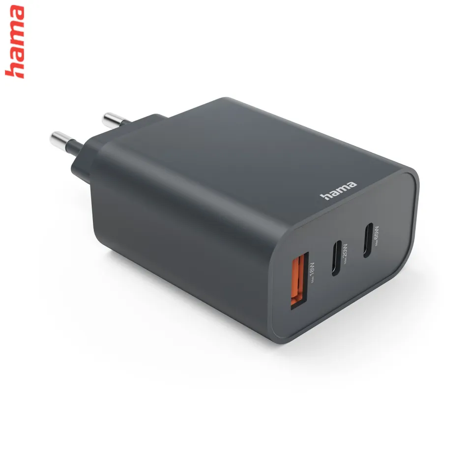 Hama Rýchla USB Nabíjačka 2x USB-C + USB-A, PD/QC, 65 W, Ecosential  