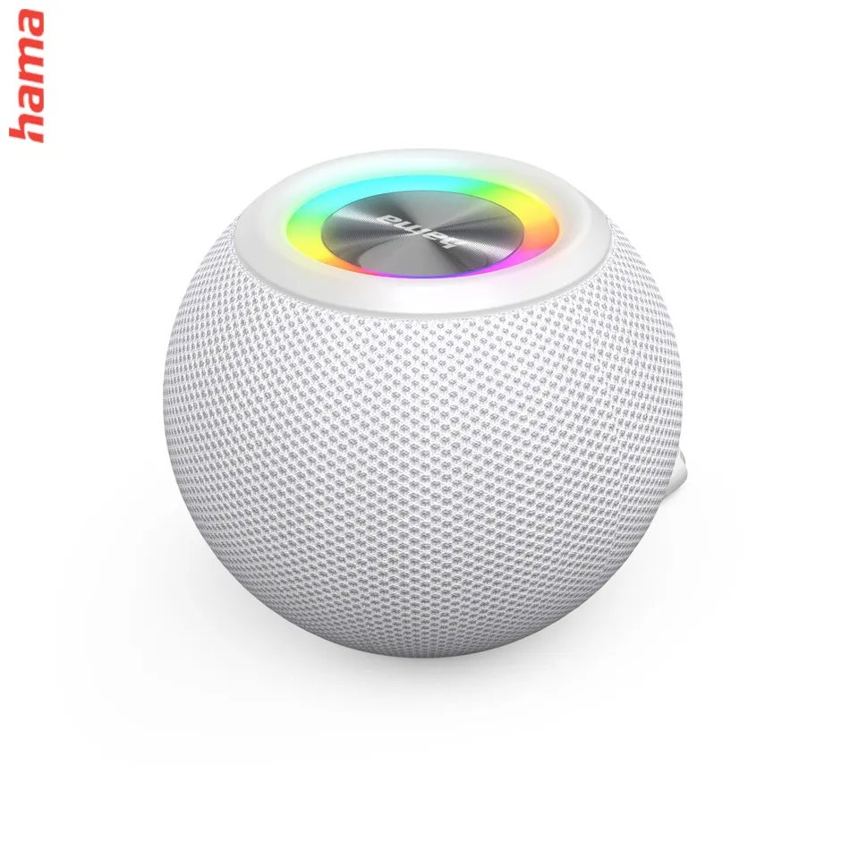 Hama Ball Bluetooth Reproduktor, 5 W, LED, AUX/USB/microSD, Biely  
