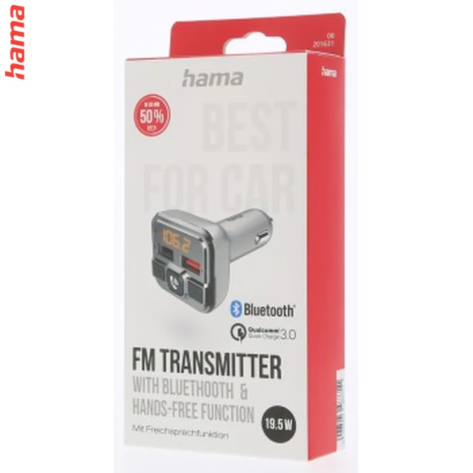 Hama Bluetooth FM transmitter pre autorádio, 2× USB, microSD, handsfree  