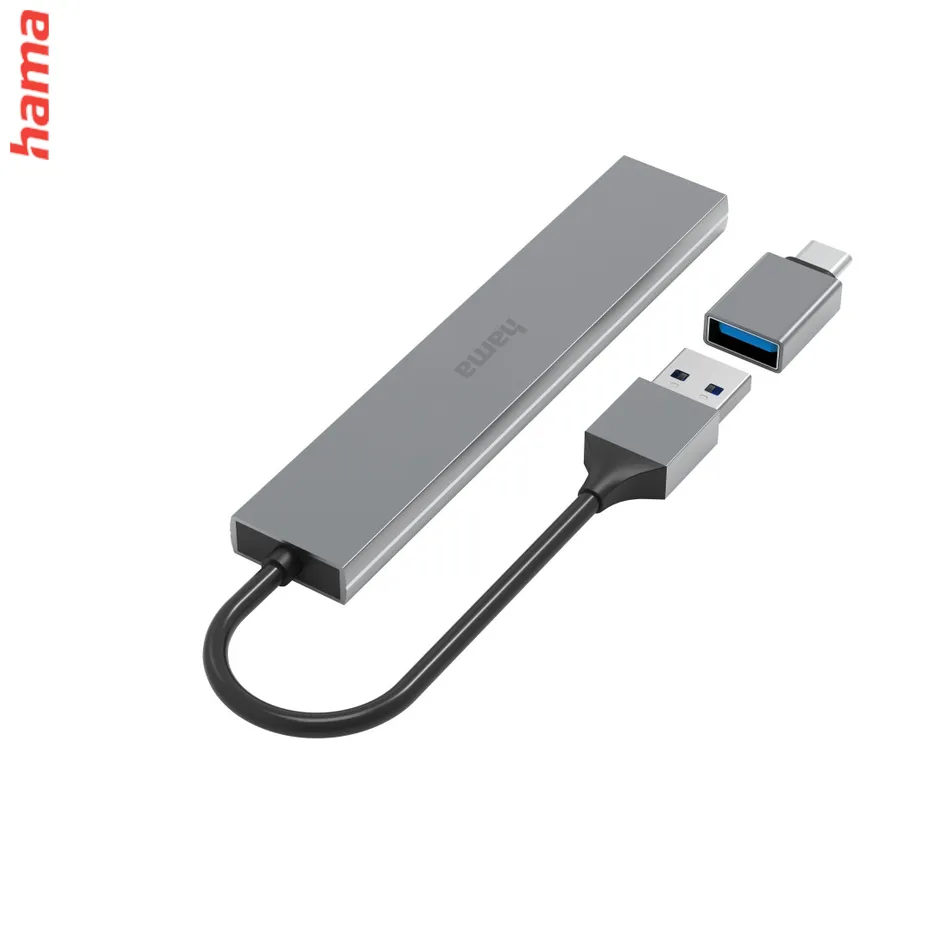 Hama USB hub, 4 porty, USB 3.2, 5 Gb/s, Ultra Slim, USB-C adaptér