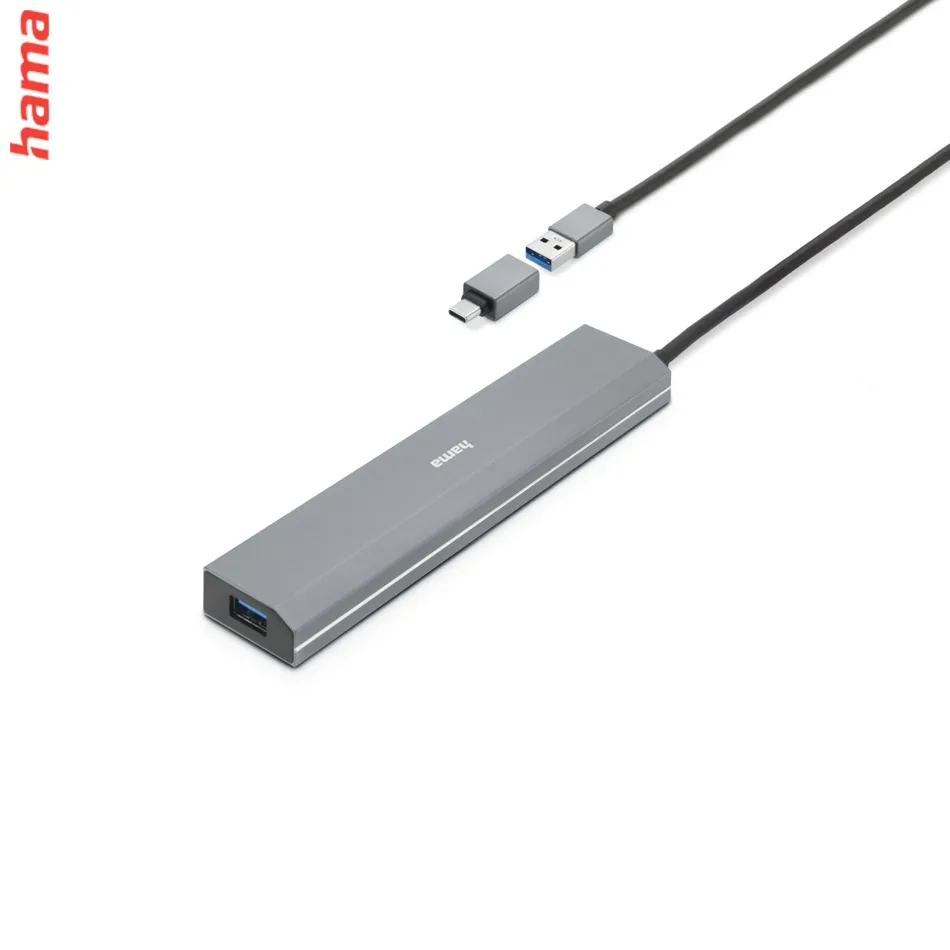 Hama USB-Hub, 7 portov, USB 3.2, 5 Gbit/s, USB-C adaptér, sieťový zdroj