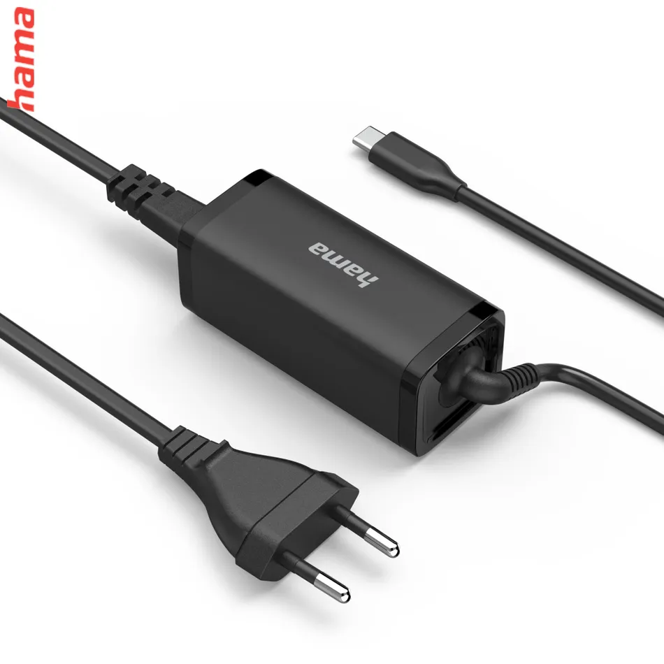 Hama USB-C napájací zdroj pre notebooky, Power Delivery, GaN, 5-20 V, 65 W