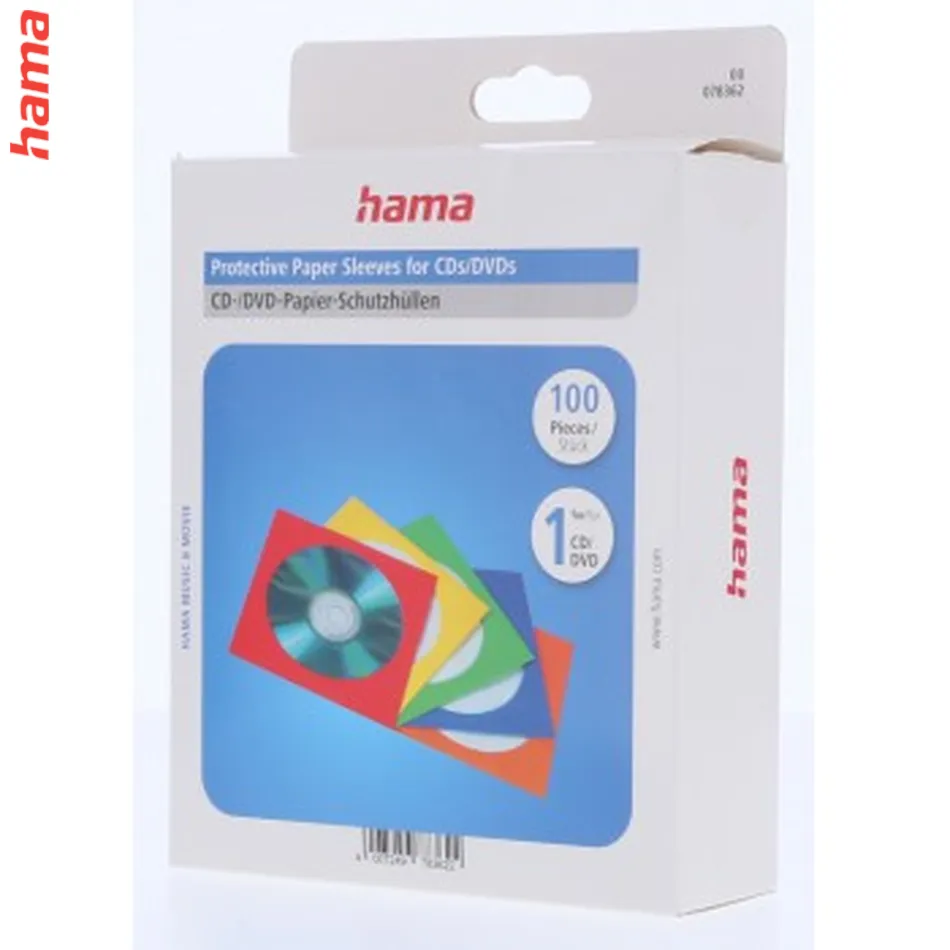 Hama papierové obaly na CD/DVD, farebné, 100 ks (balenie)