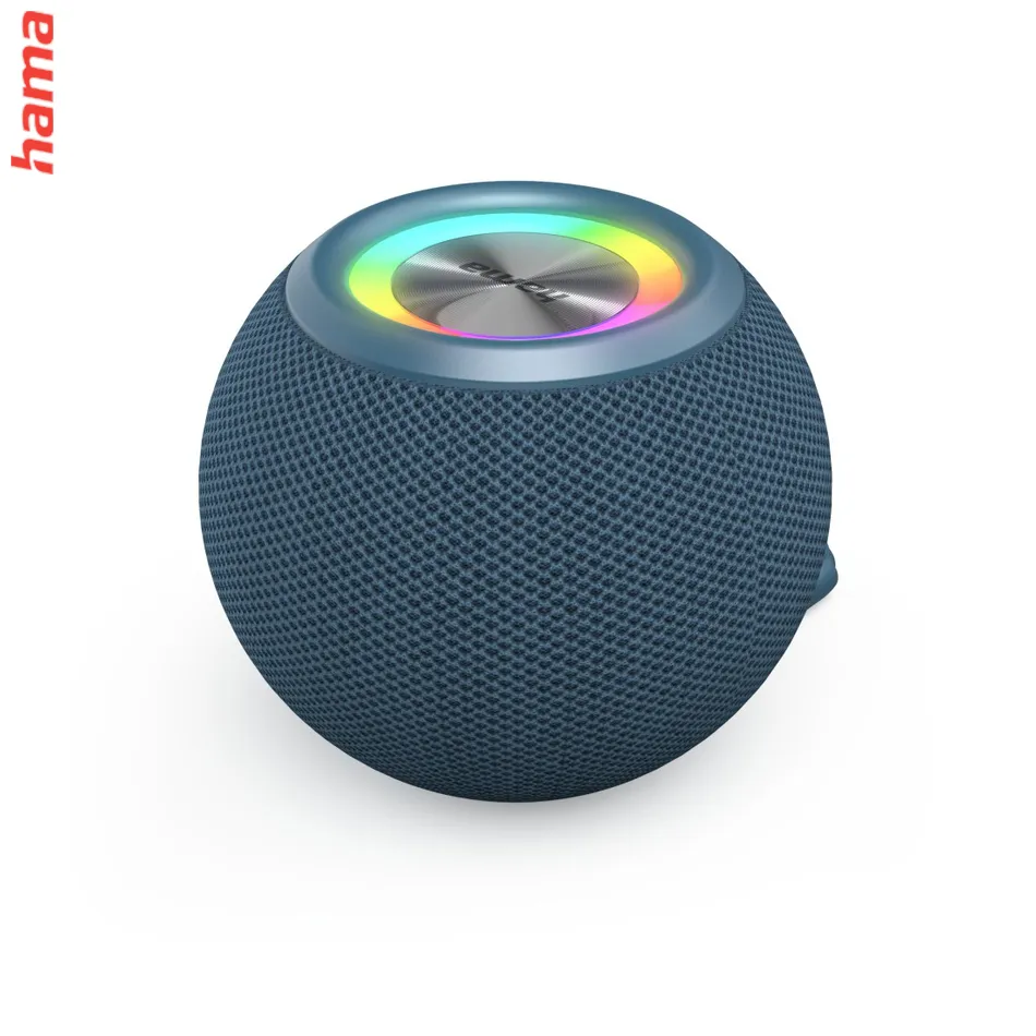 Hama Ball, Bluetooth reproduktor, 5 W, LED podsvietenie, AUX-in, USB-A, microSD slot, modrý