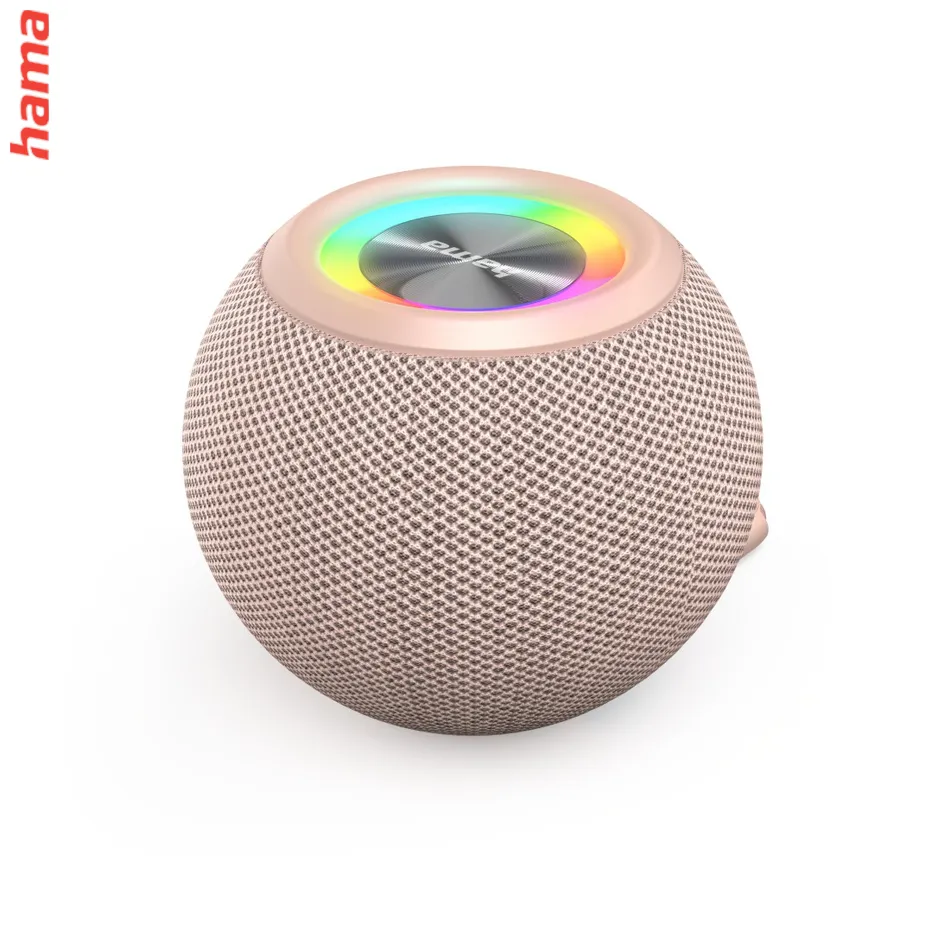 Hama Ball, Bluetooth reproduktor, 5 W, LED podsvietenie, AUX-in, USB-A, microSD slot, ružový