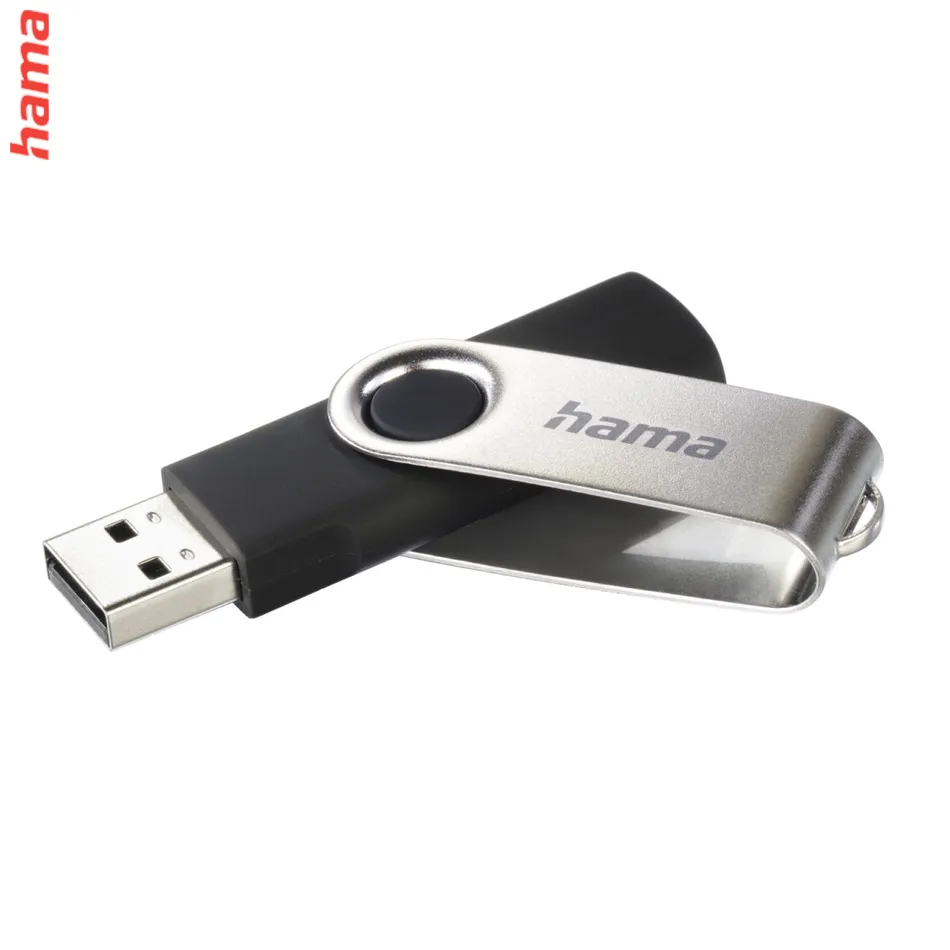 Hama USB 2.0 Flash Drive Rotate, 16 GB, 10 MB/s, čierna/strieborná