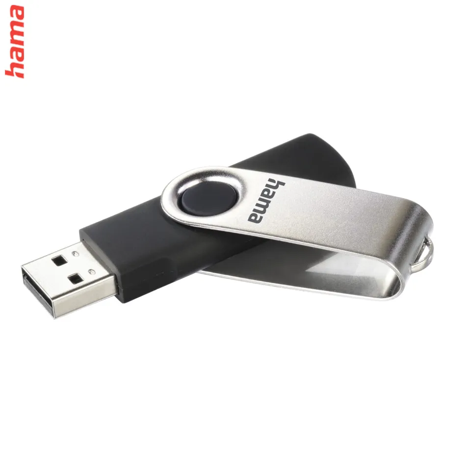 Hama USB 2.0 Flash Drive Rotate, 8 GB, 10 MB/s, čierna/strieborná